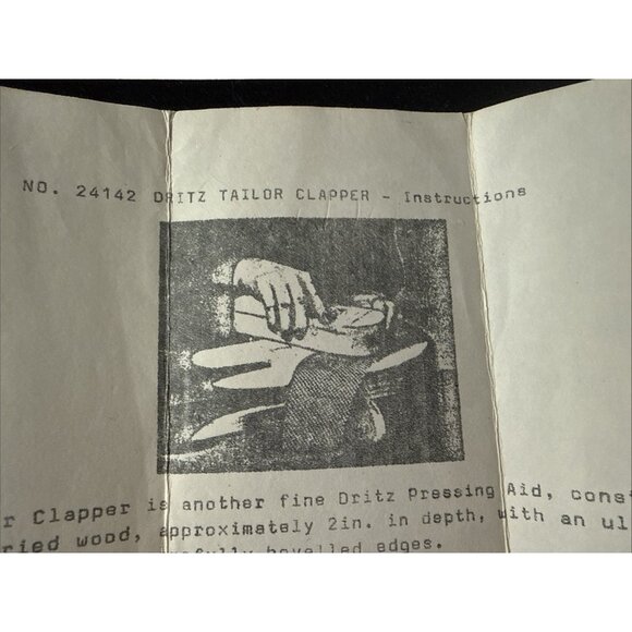 Dritz Inc. Vintage Wood Tailor Clapper with instruction sheet - Picture 9 of 10